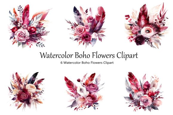 Download Watercolor Boho Flowers Clipart - Flowers Collection