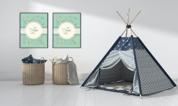 Download A Modern Kids Bedroom with a Empty Frame - Empty Collection