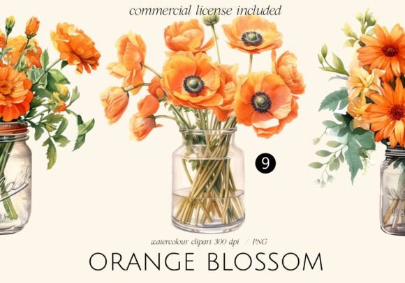 Download Orange Blossom Flowers in Jars - Flowers Collection