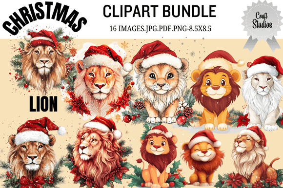 Download Christmas Lion Clipart Bundle - Lion clipart Collection
