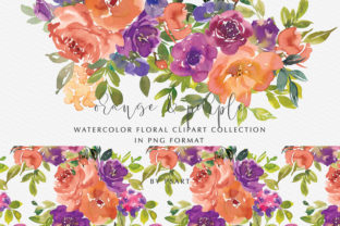 Download Orange &amp; Purple Watercolor Flowers Set - Flowers Collection