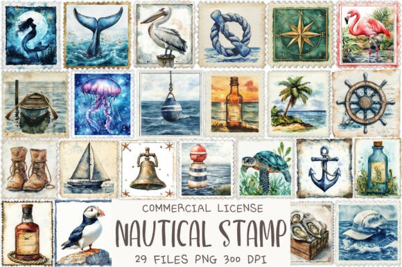 Download Nautical Vintage Stamp Clipart - Nautical Collection