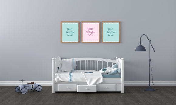 Download A 3D Rendering Kids Bedroom Empty Frames - Empty Collection