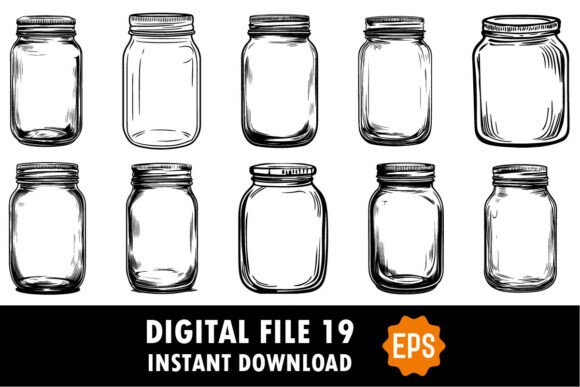 Download Empty Jar Silhouette Cut File Bundle - Empty Collection