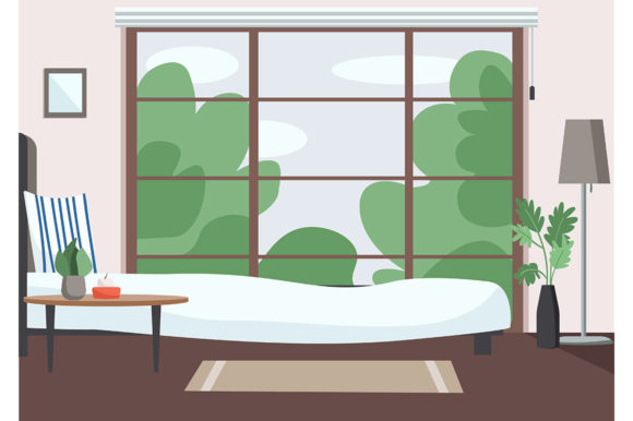 Download Empty Bedroom Flat Color Vector - Empty Collection